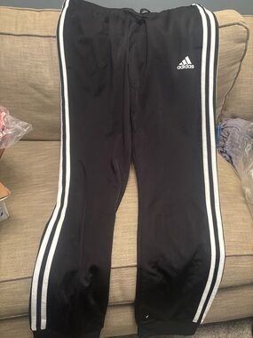 adidas Black Joggers with White Side Stripes NWT Medium
